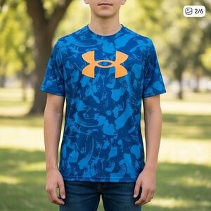 NWT Under Armour Boys Loose Fit Tech Big Logo Raglan Sleeved Athletic T Shirt